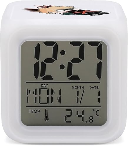 Amazon.co.jp: ヒロアカ 爆豪勝己 目覚まし時計 デジタル置き時計 温度